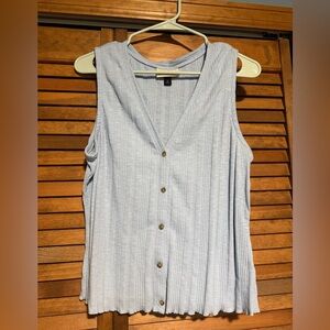 Universal Thread Light Blue Ribbed Button-Up Tank